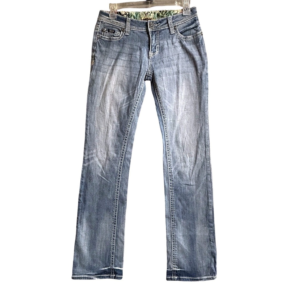 Adiktd Women's Embellished Pocket Jeans Medium Wash Blue Size 2 / W 27